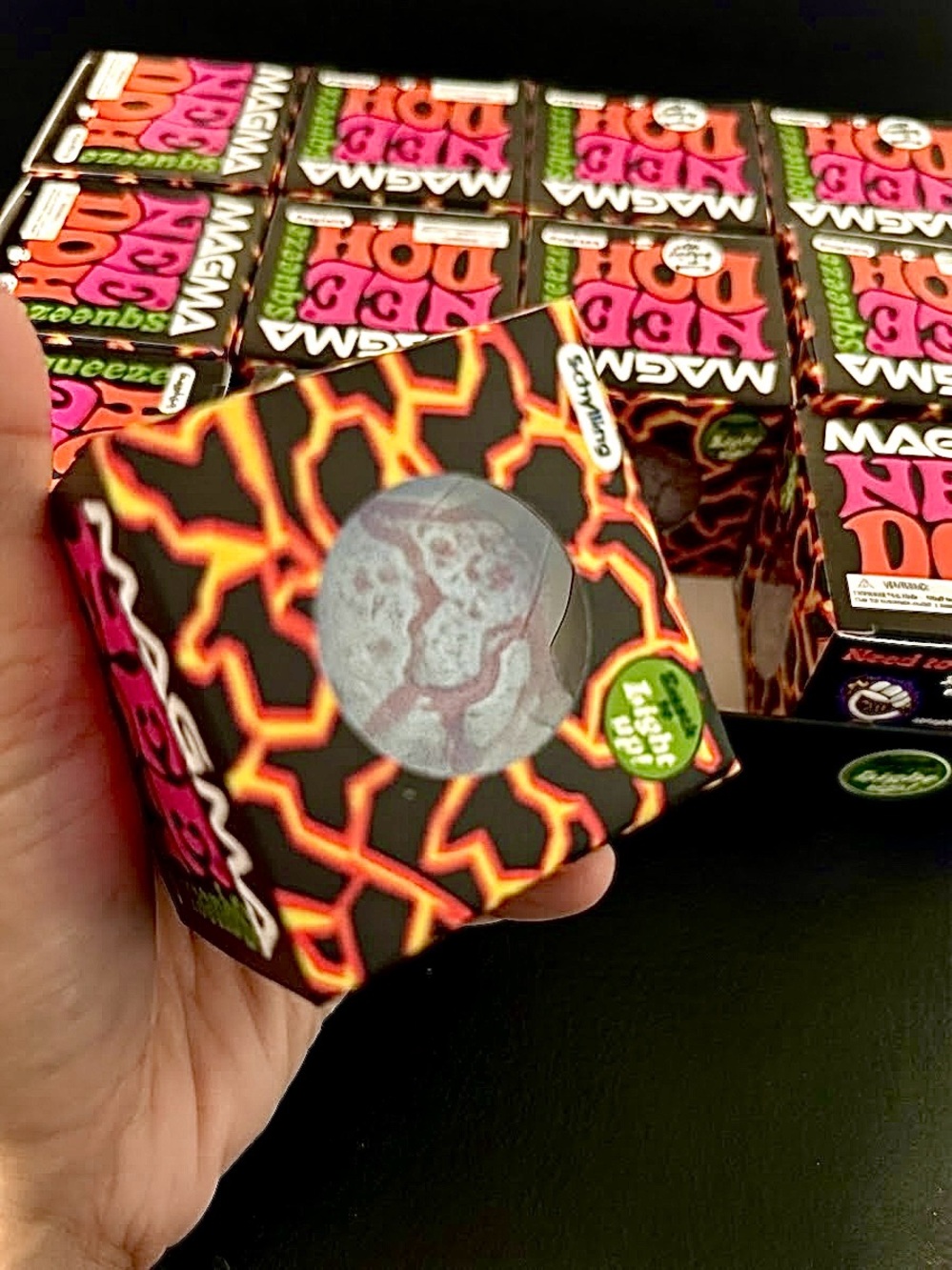 NeeDoh 2 PK Magma Squeeze LED Ball RARE! Orange & MOLTEN Black!